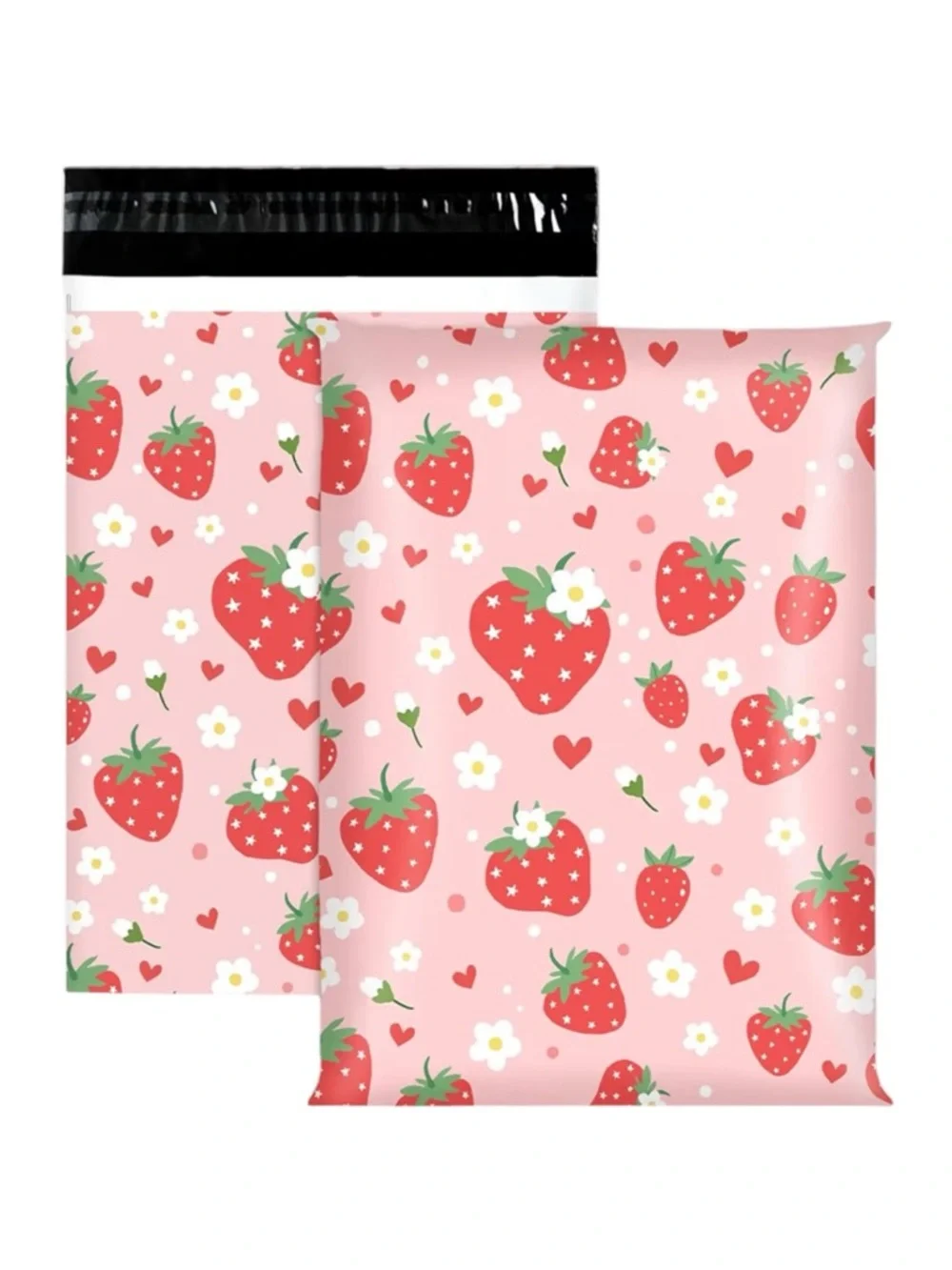 100 Polymailers 10” x 13”Strawberry Print Pink Mailer Bag Cute Strawberry Hearts